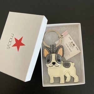 COACH LEATHER FRENCH BULLDOG KEY FOB  KEYCHAIN
